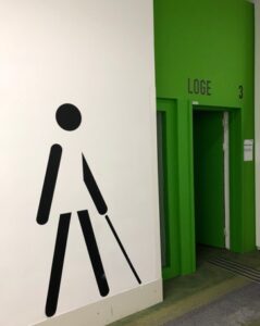 Accessible restroom sign.