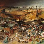 The Triumph of Death By Pieter Bruegel the Elder depicts an imagined scene from the Black Death