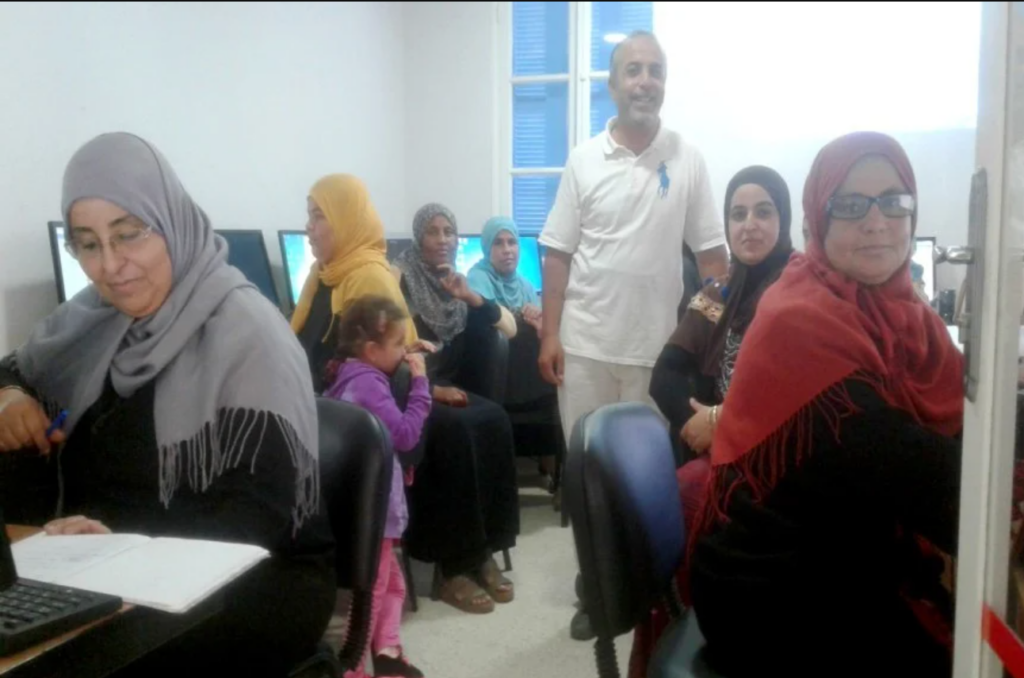 Woman in computer lab